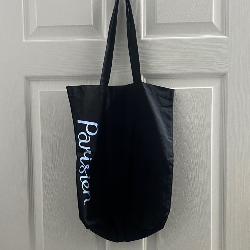 MAISON KITSUNE Black Tote with White Script
